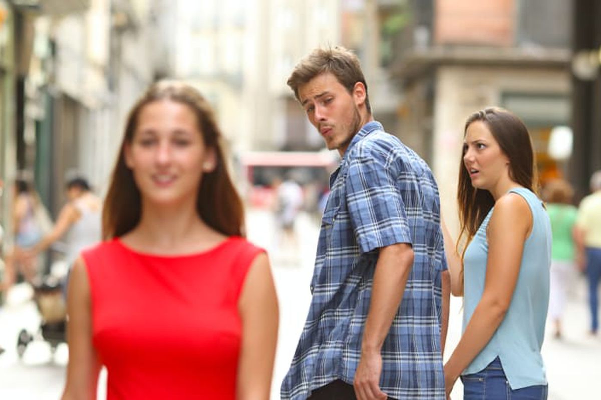 Distracted Boyfriend meme about Tea Drops