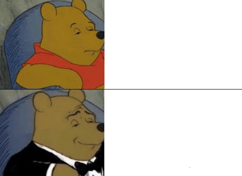 Tuxedo Winnie The Pooh meme about Tea Drops
